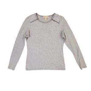 Michael‎ Kors Women's Gray Stripe Zipper Detail Long Sleeve Top Small